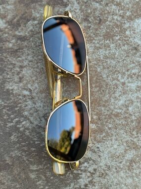 Gold Frame Sunglasses with Dark Lenses
